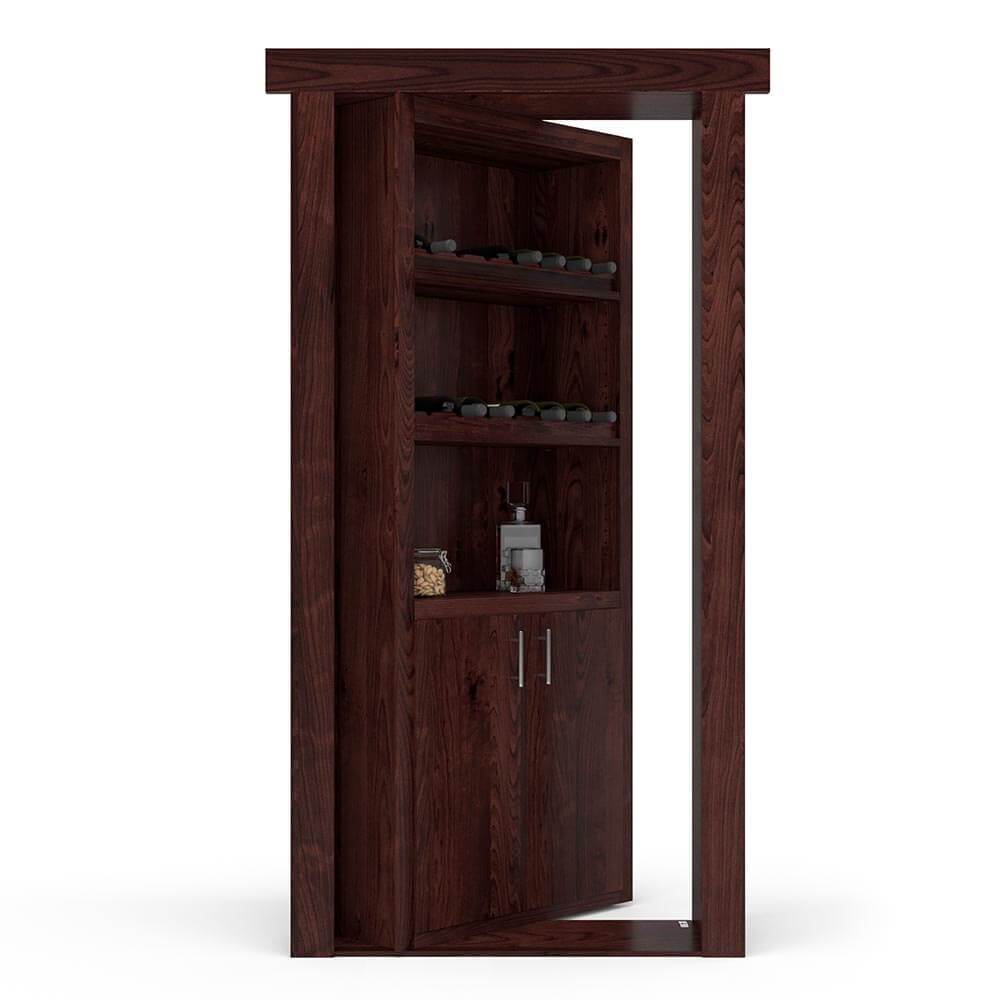 Hidden Flush Mount Knotty Alder Wine Rack Door