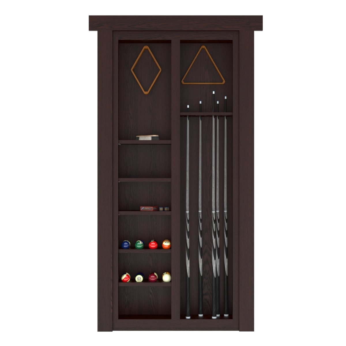 Hidden Flush Mount Oak Pool Cue Door