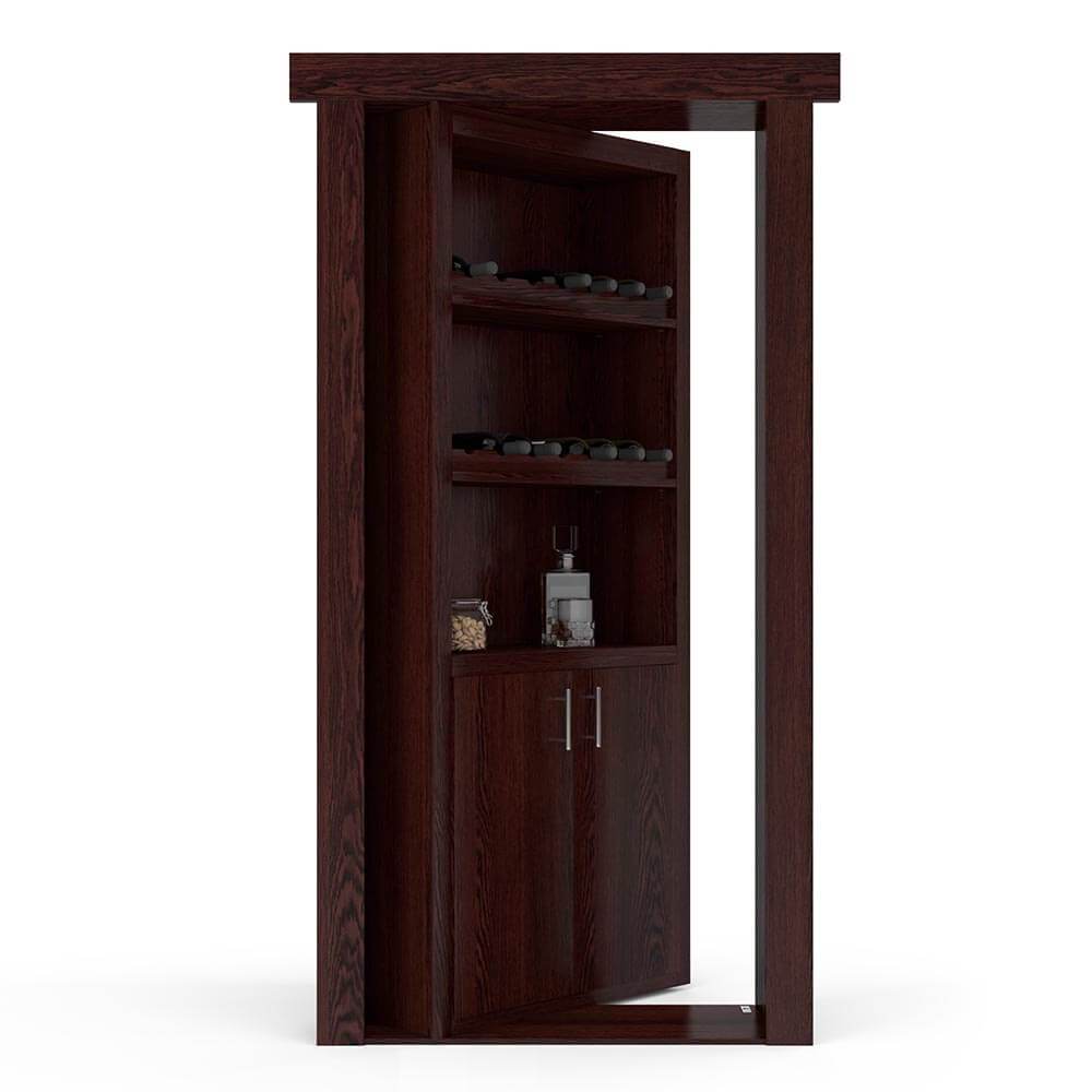 Hidden Flush Mount Oak Wine Rack Door