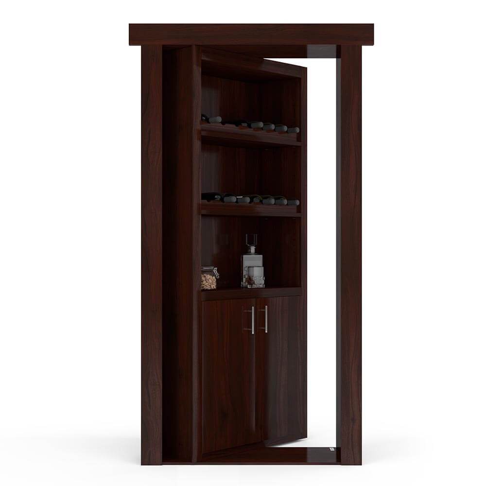 Hidden Flush Mount Walnut Wine Rack Door