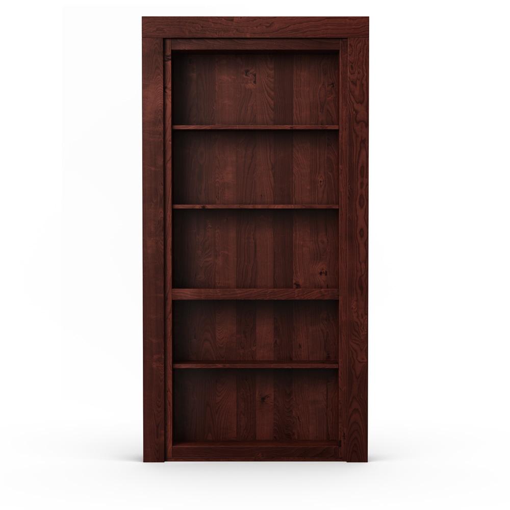 Single Flush Mount Hidden Knotty Alder Bookcase Door