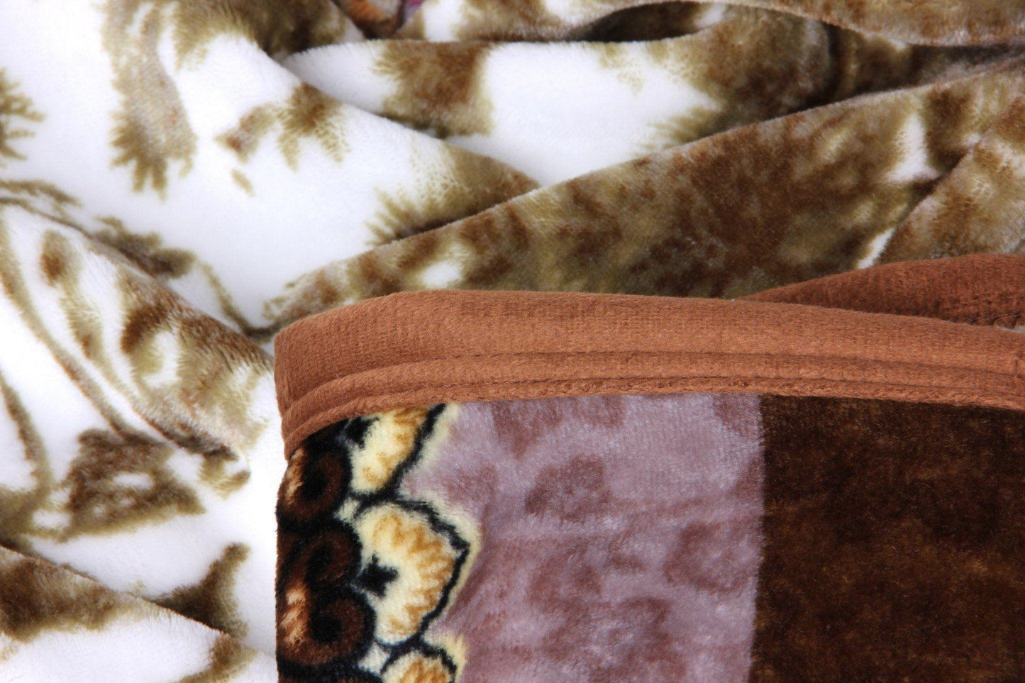 DaDa Bedding Elegant Twilight Lavender Brown Floral Flannel Mink Fleece Throw Blanket (XY9879)