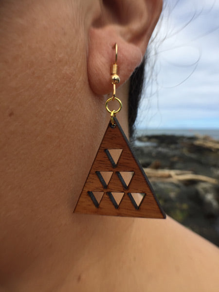 Mauna Li'i Koa Wood Earrings - Hawaii Bookmark