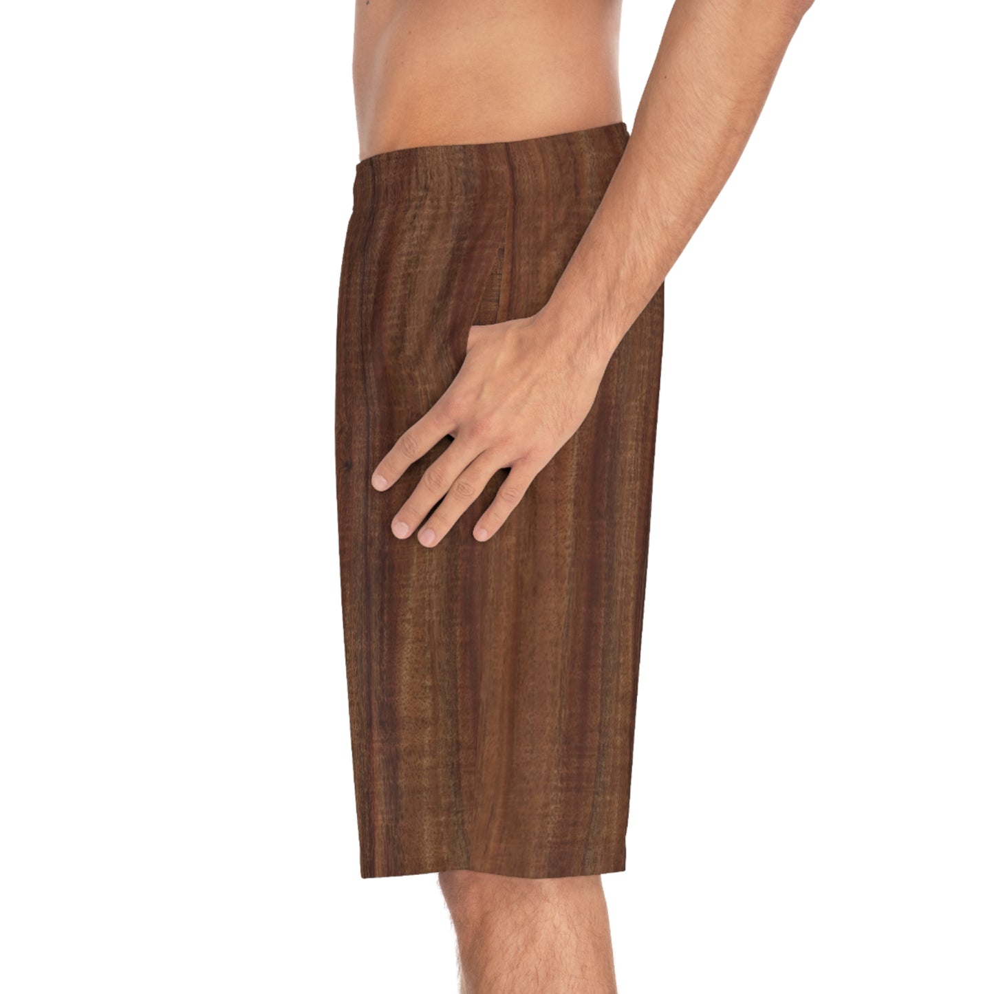 Koa Woodgrain Men's Board Shorts — Rustic Brown Surf & Swim Trunks