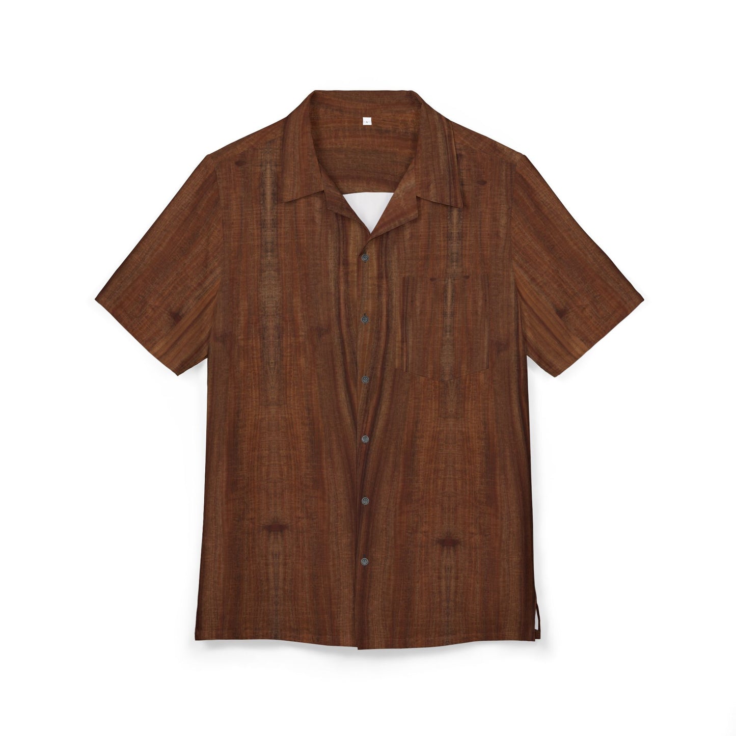 Woodgrain Hawaiian Shirt — Tropical Brown Button-Down