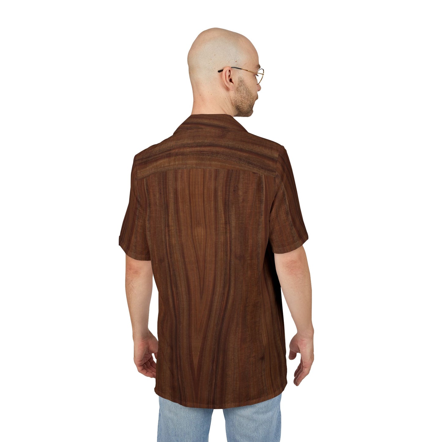 Woodgrain Hawaiian Shirt — Tropical Brown Button-Down