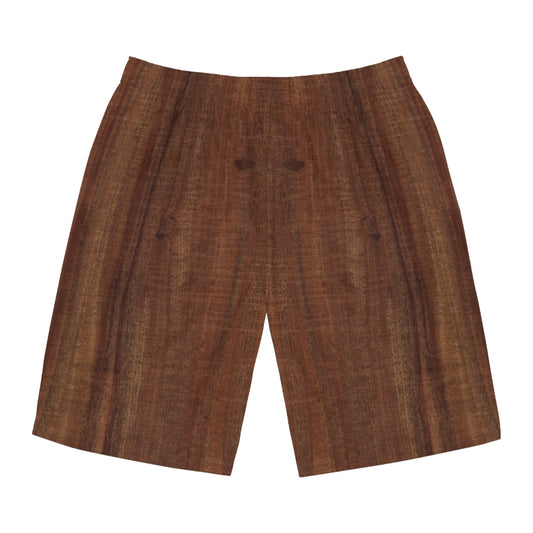 Koa Woodgrain Men's Board Shorts — Rustic Brown Surf & Swim Trunks
