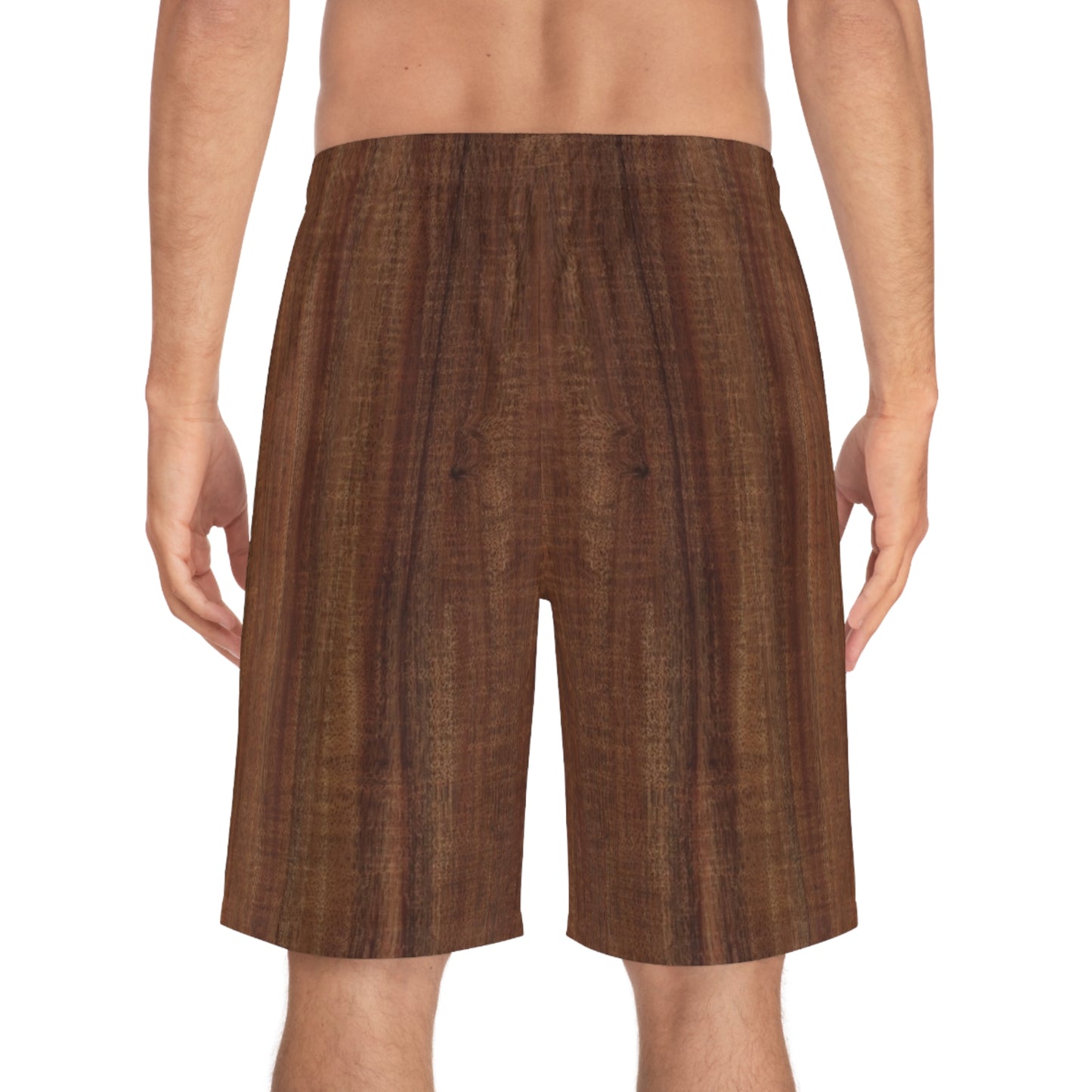 Koa Woodgrain Men's Board Shorts — Rustic Brown Surf & Swim Trunks