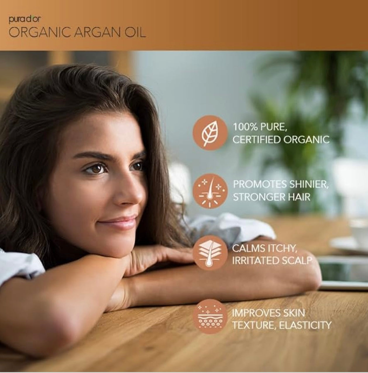 PURA D'OR 4 Oz Organic Moroccan Argan Oil – 100% Pure Cold-Pressed Virgin Grade – Lightweight Moisturizer for Skin, Face, Body & Hair – Helps Dry Skin, Scalp Care, Split Ends, Nails & Cuticles