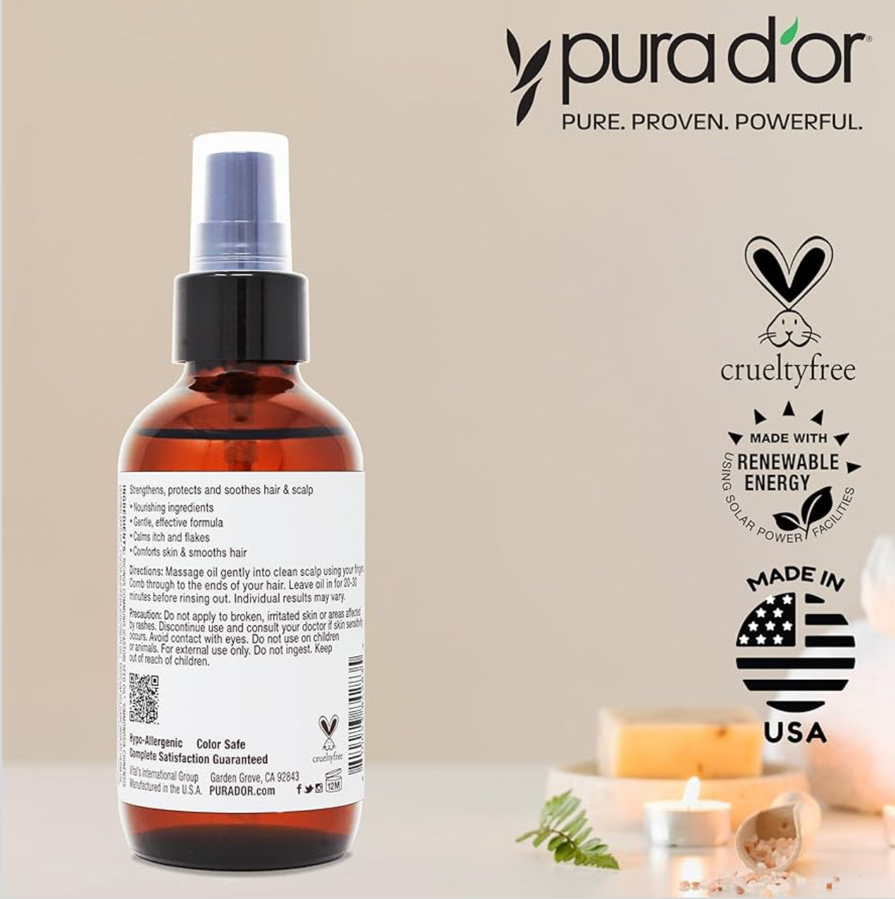 PURA D'OR Scalp & Hair Strengthening Oil with Rosemary Castor Peppermint Oil 3.3 Oz
Supports Optimal Growth, Reduce Breakage, Nourish Roots, Healthier, Fuller, Thicker Hair, Stronger Strands Ft