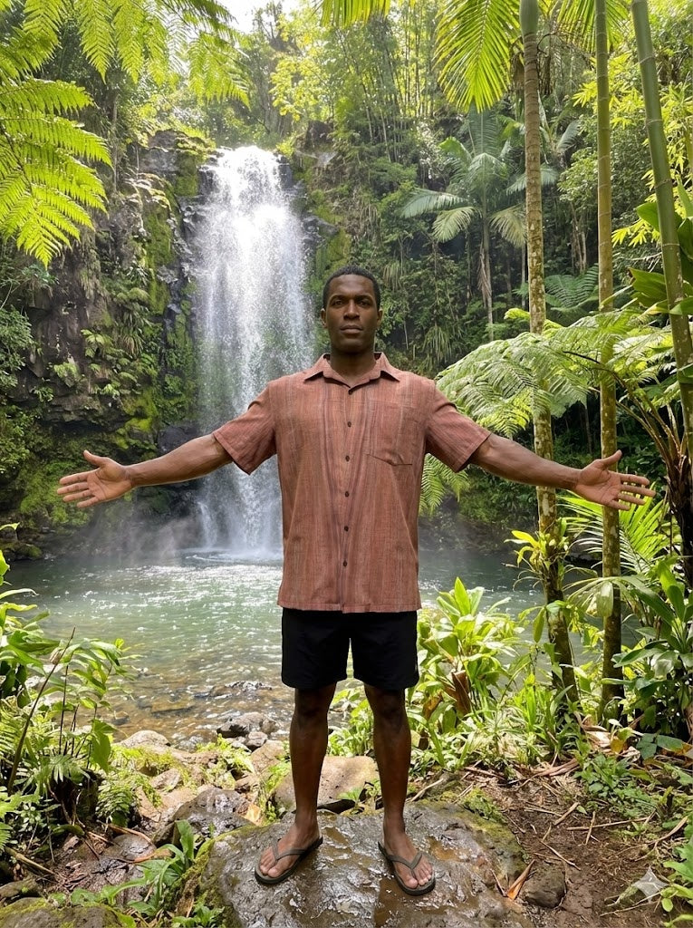 Koa Woodgrain Hawaiian Aloha Shirt — Tropical Brown Button-Down