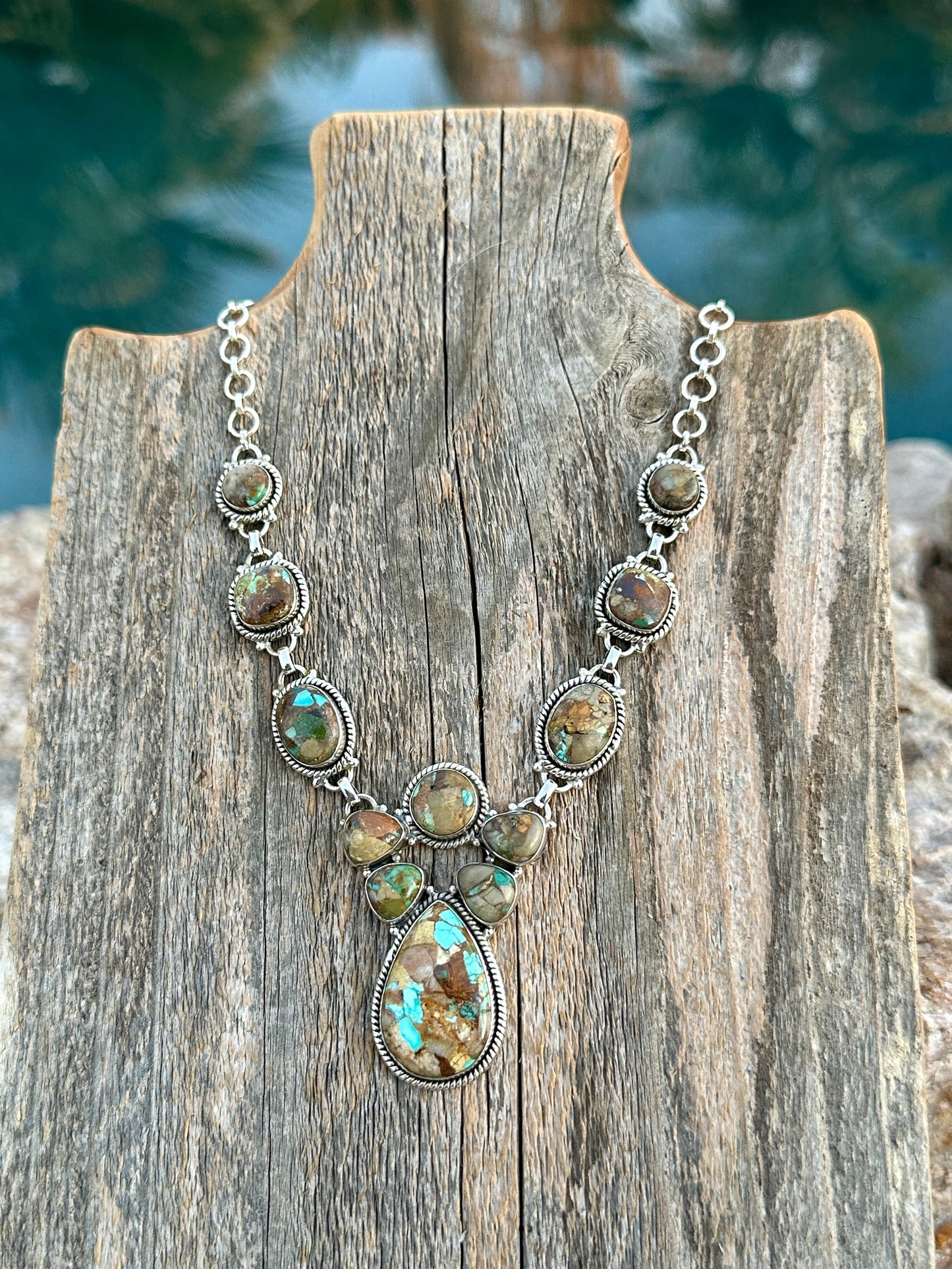 Handmade Royston Ribbon Turquoise & Sterling Silver Lariat Necklace