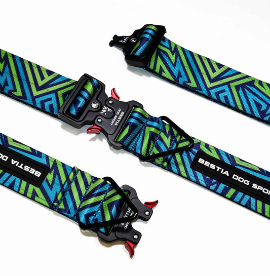 Bestia Dog Sport GripPro Print Collar - Blue&Green