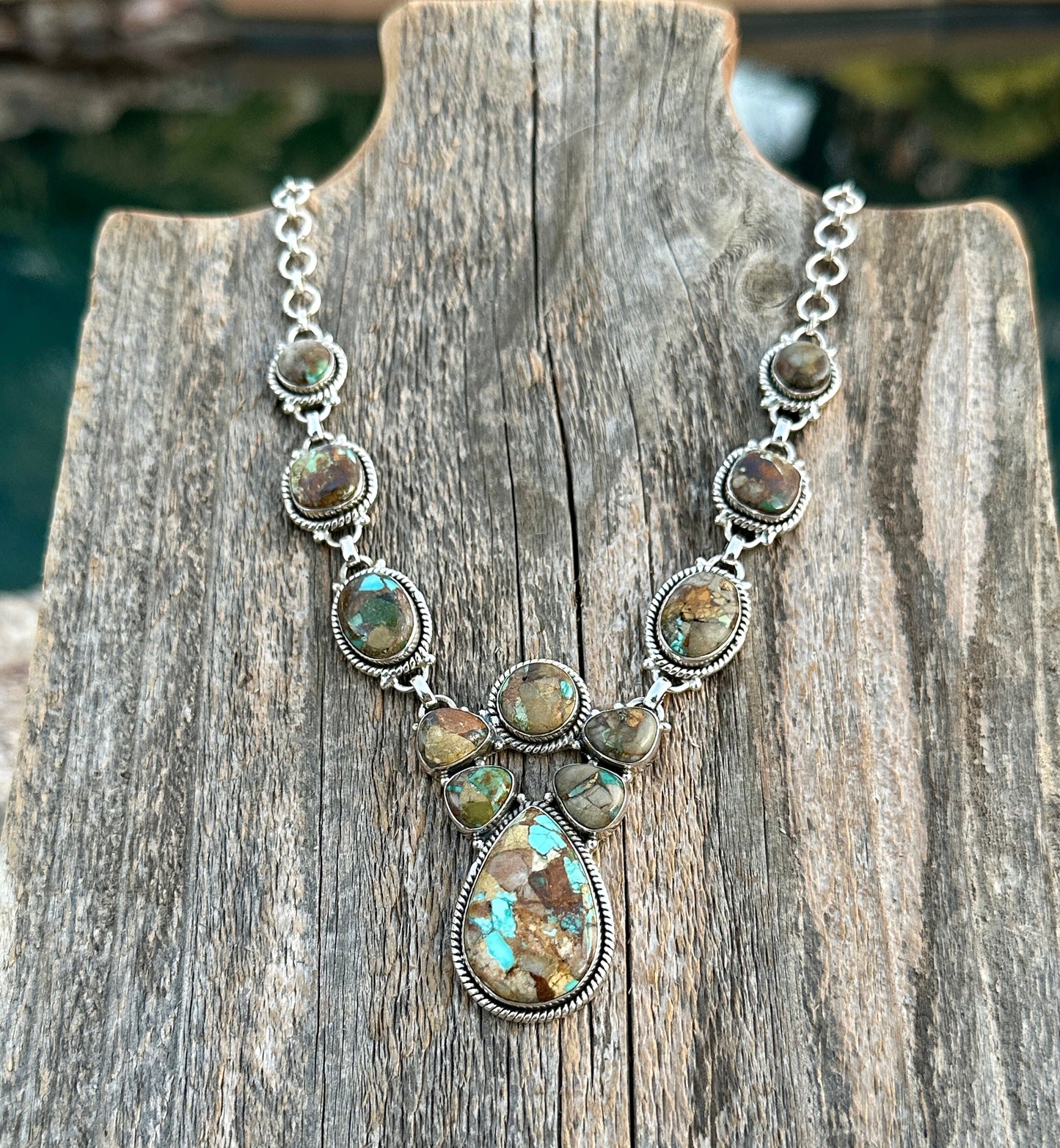 Handmade Royston Ribbon Turquoise & Sterling Silver Lariat Necklace