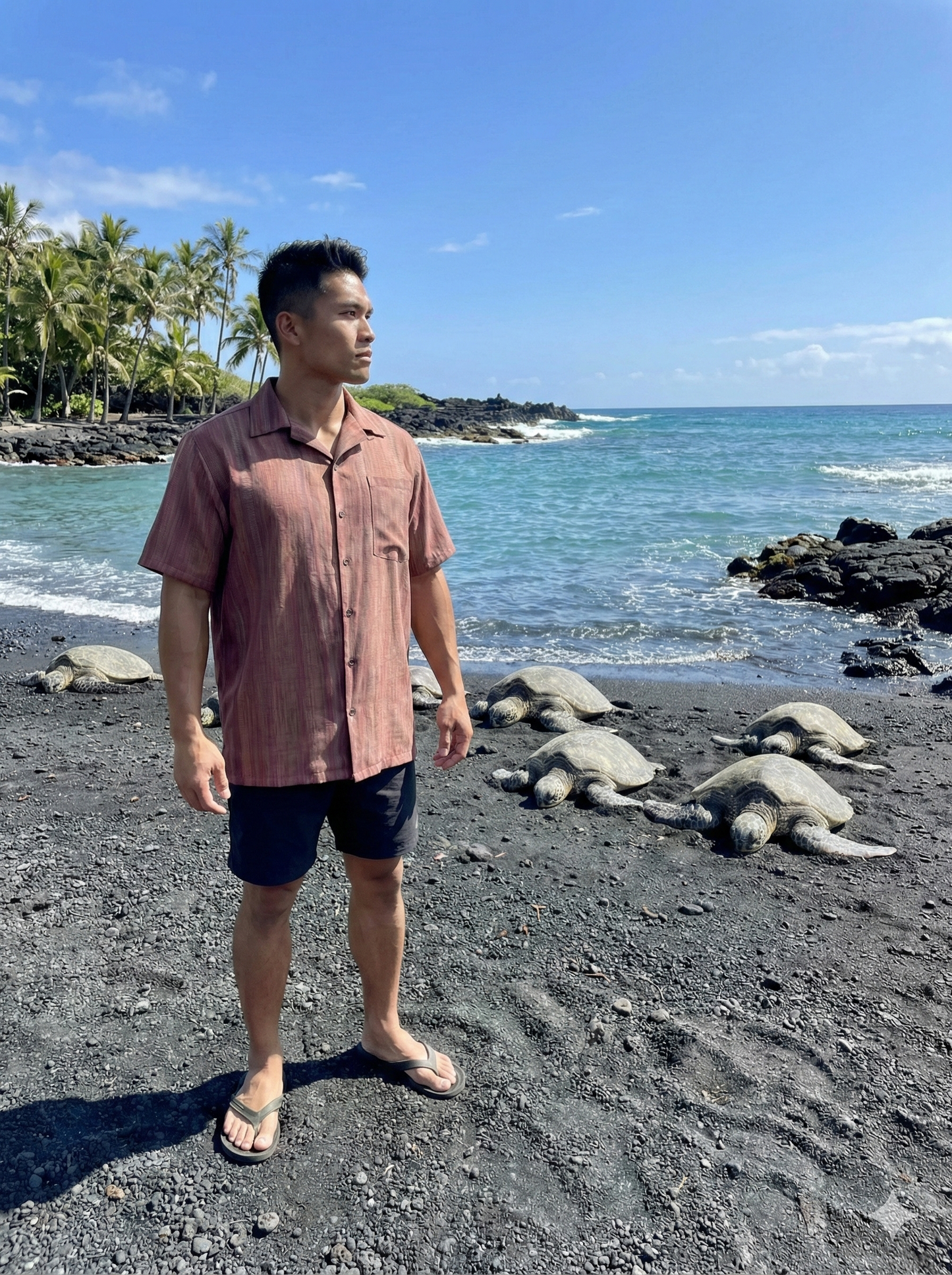 Koa Woodgrain Hawaiian Aloha Shirt — Tropical Brown Button-Down