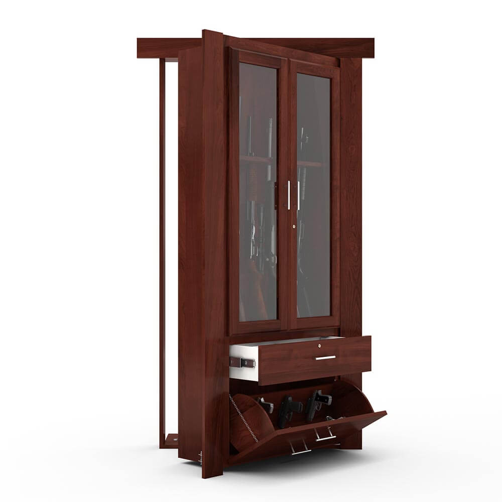 Hidden Flush Mount Maple Gun Cabinet Door