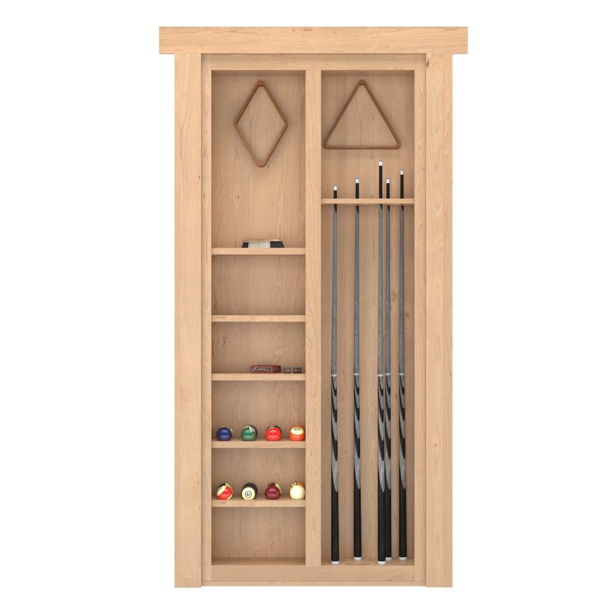 Hidden Flush Mount Knotty Alder Pool Cue Door