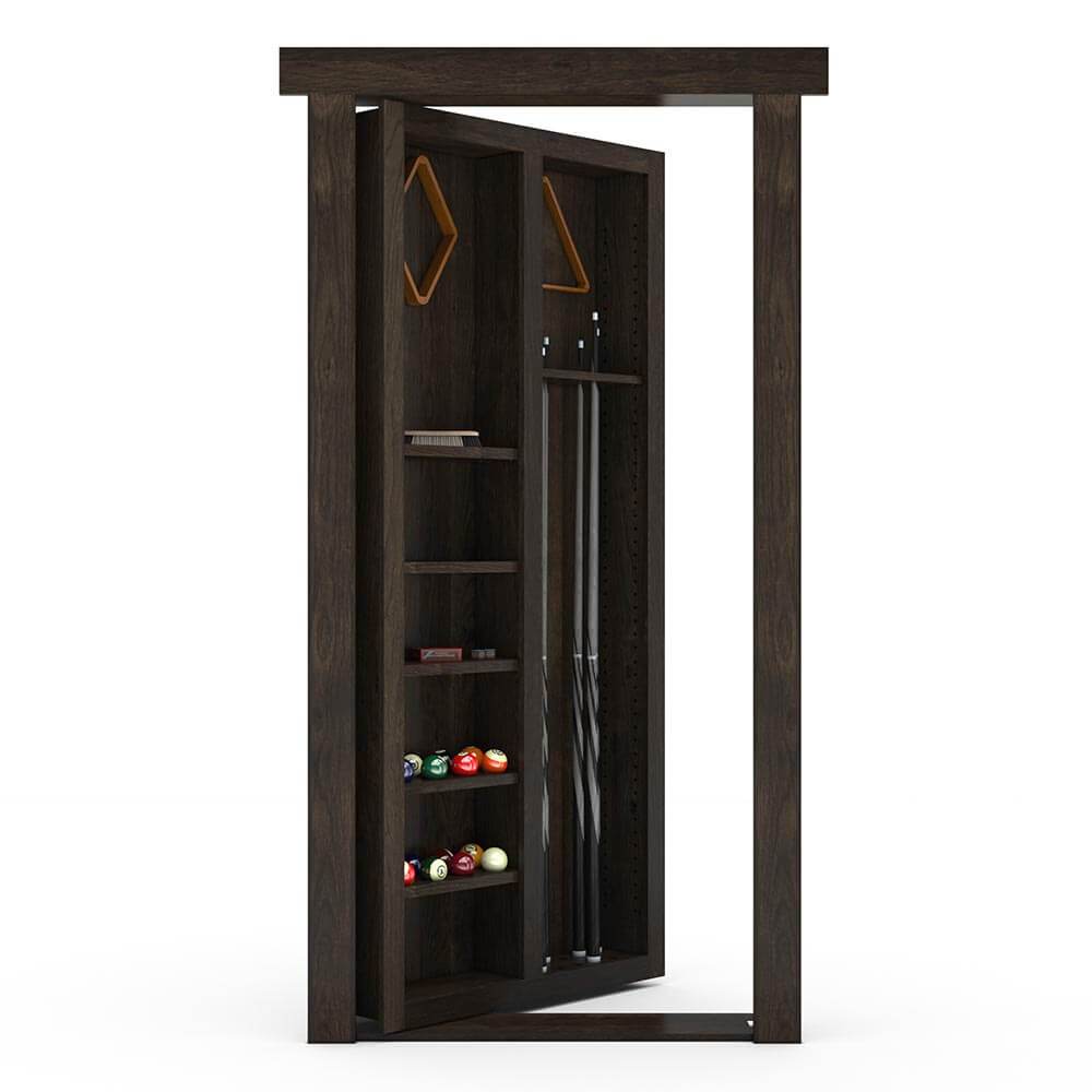Hidden Flush Mount Knotty Alder Pool Cue Door