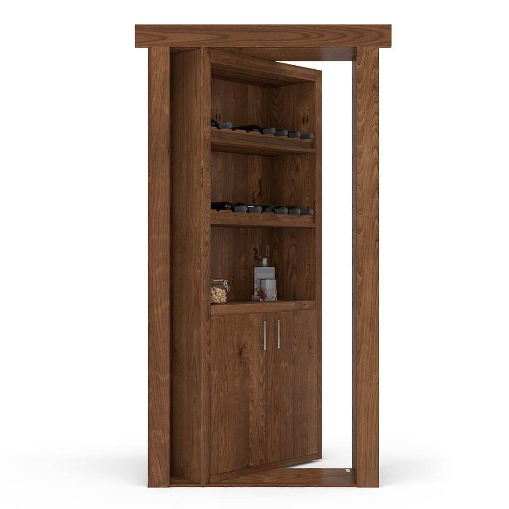 Hidden Flush Mount Knotty Alder Wine Rack Door