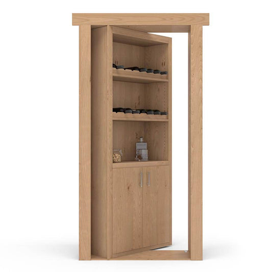 Hidden Flush Mount Knotty Alder Wine Rack Door