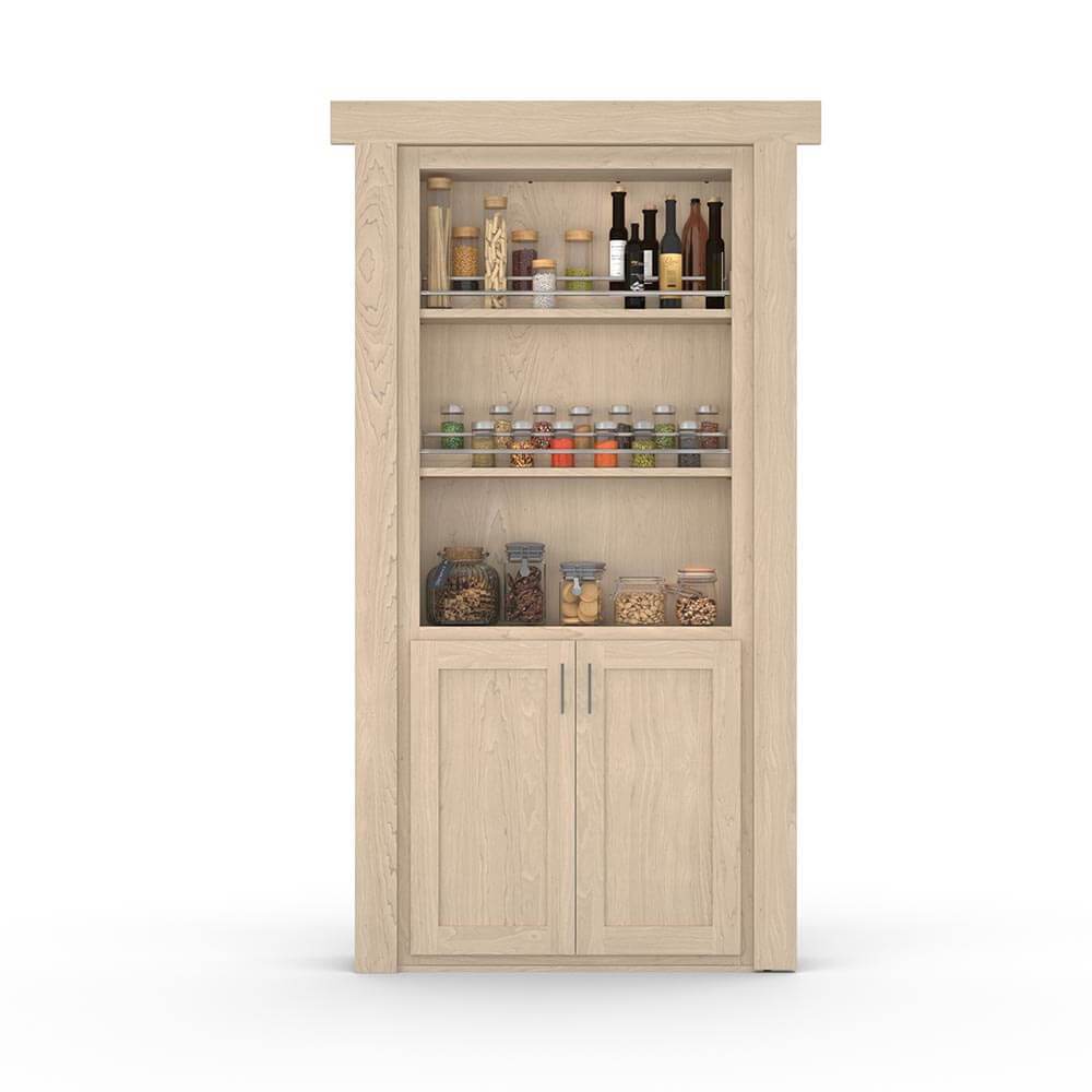 Hidden Flush Mount Maple Spice Rack Door