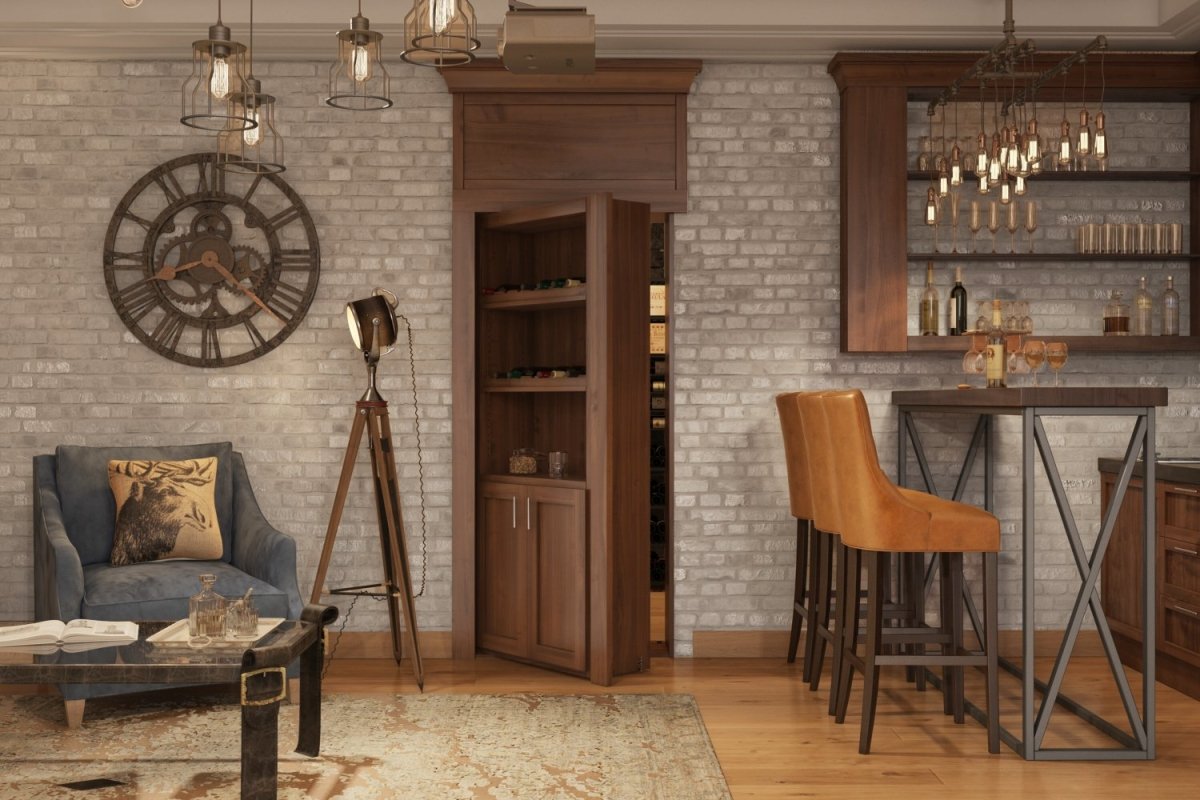 Hidden Flush Mount Maple Wine Rack Door