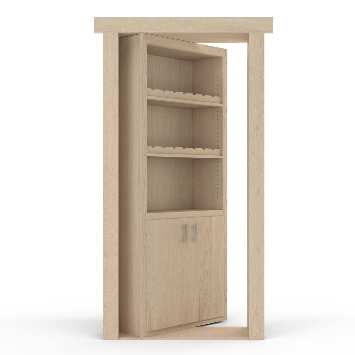 Hidden Flush Mount Maple Wine Rack Door