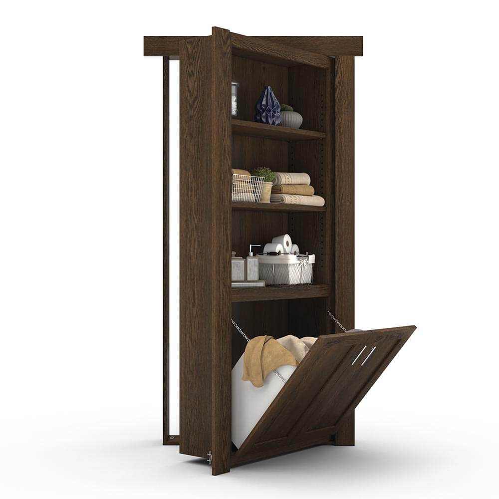 Hidden Flush Mount Oak Hamper Door