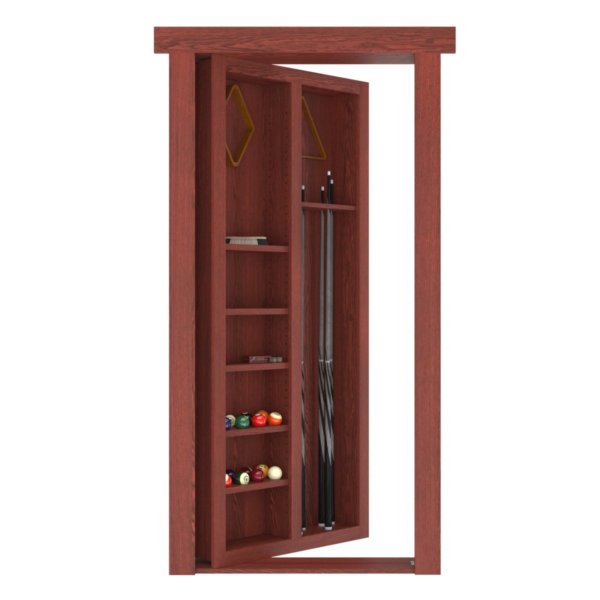 Hidden Flush Mount Oak Pool Cue Door