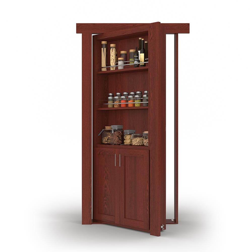 Hidden Flush Mount Oak Spice Rack Door