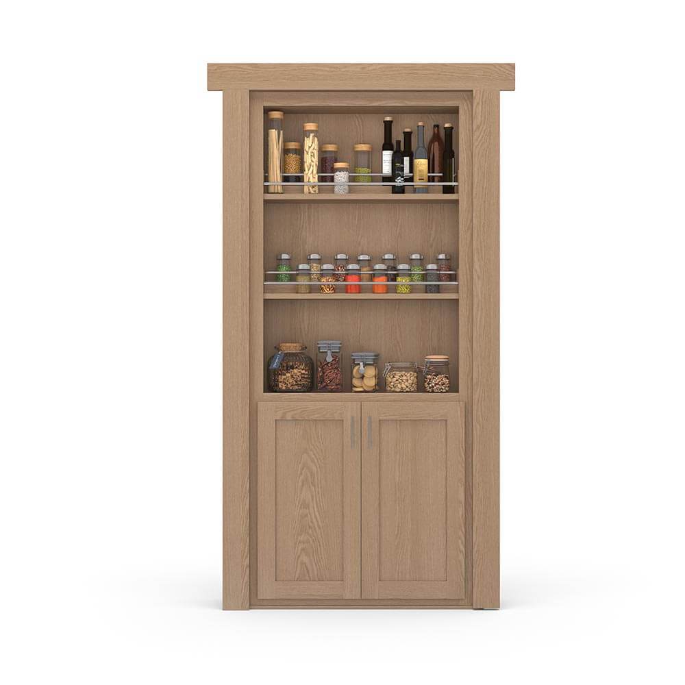 Hidden Flush Mount Oak Spice Rack Door