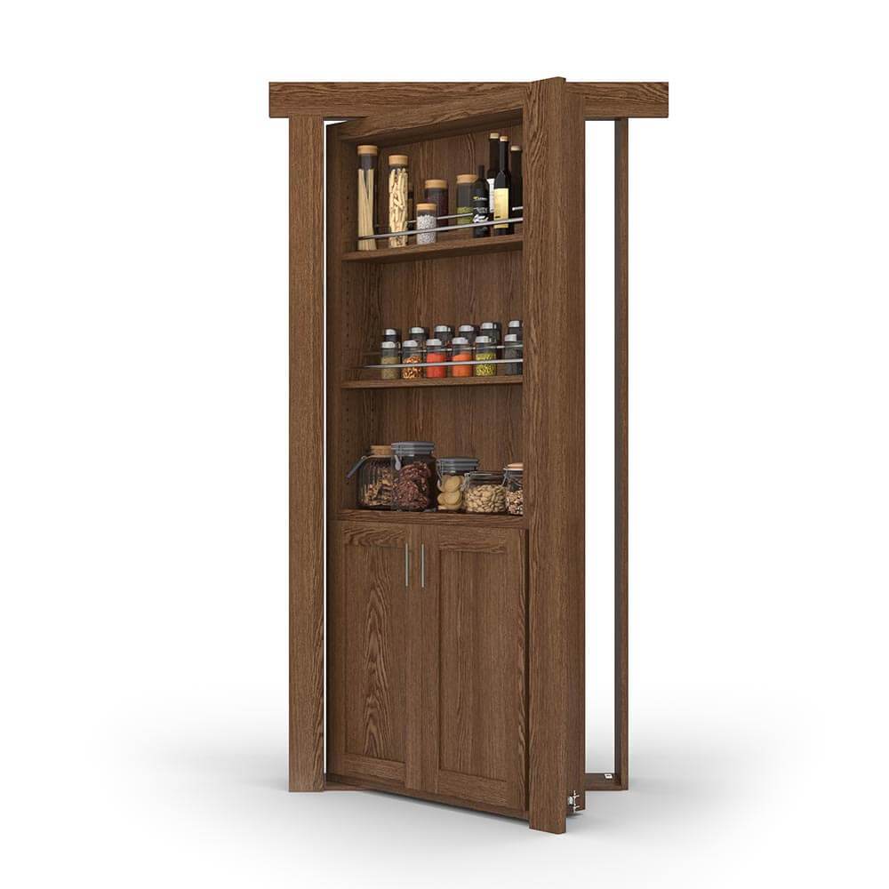 Hidden Flush Mount Oak Spice Rack Door