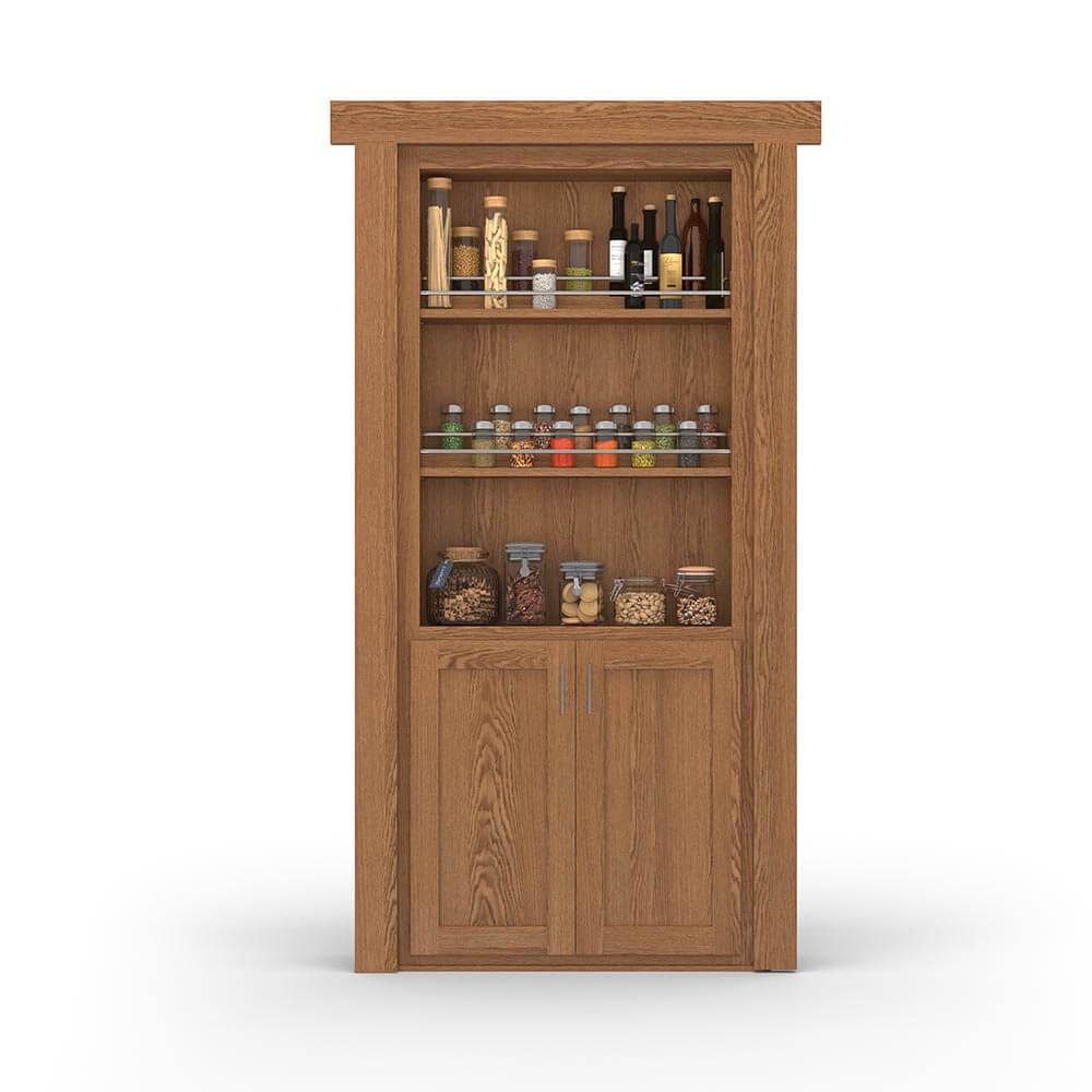 Hidden Flush Mount Oak Spice Rack Door