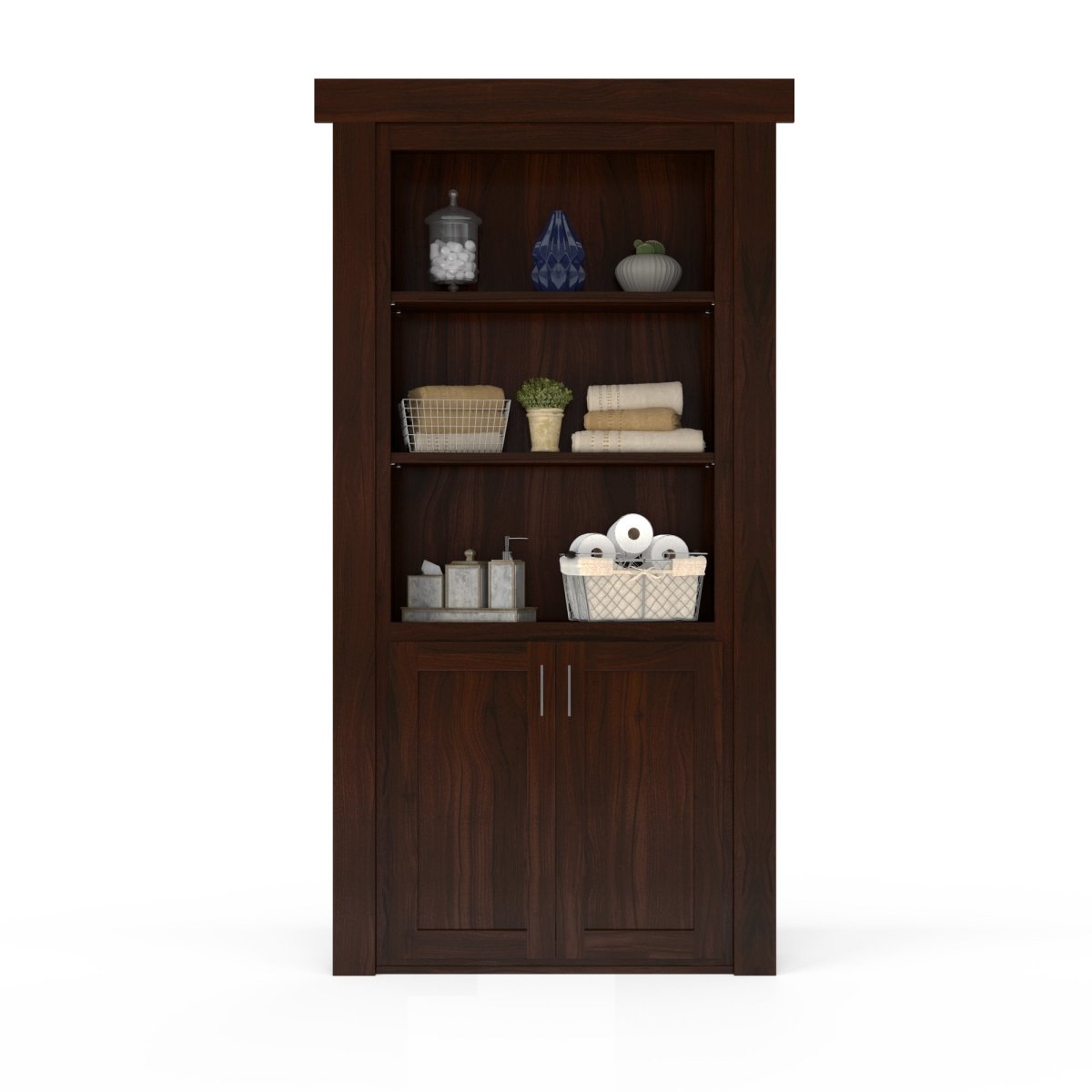 Hidden Flush Mount Walnut Hamper Door