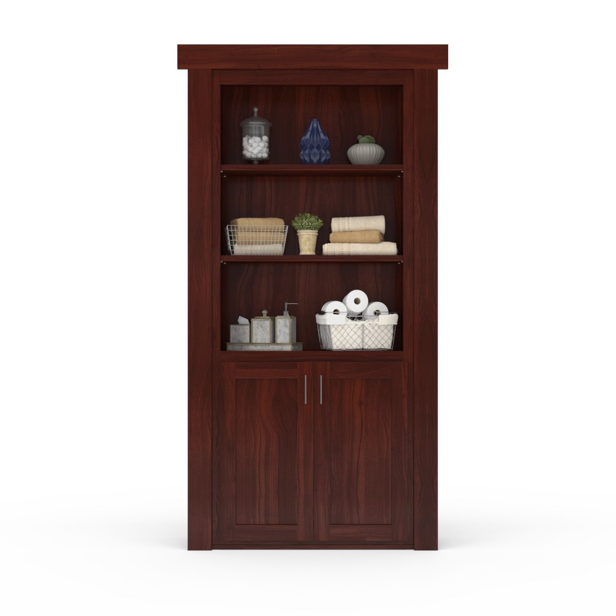 Hidden Flush Mount Walnut Hamper Door