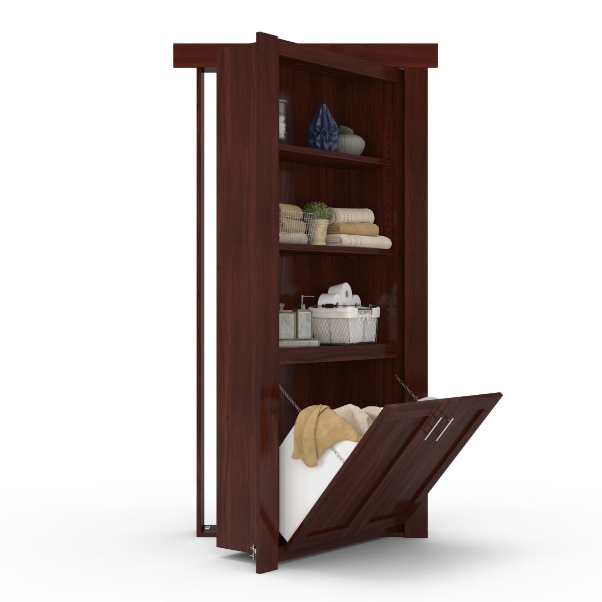 Hidden Flush Mount Walnut Hamper Door