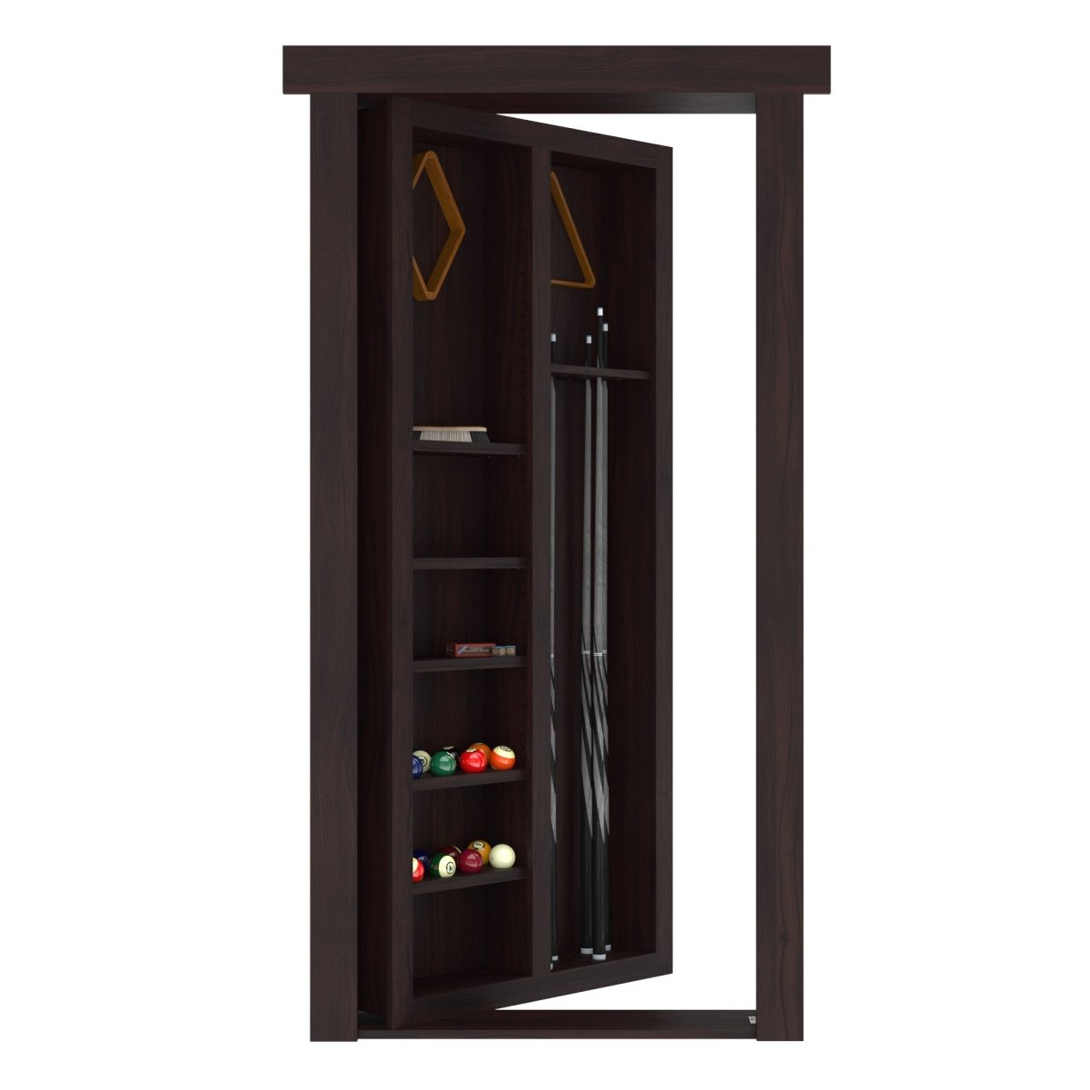 Hidden Flush Mount Walnut Pool Cue Door