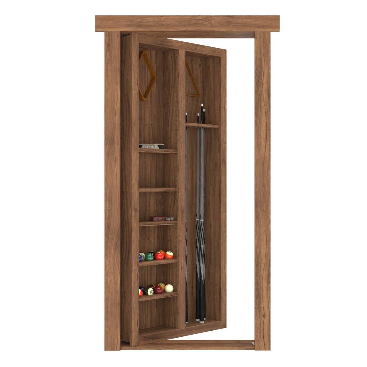 Hidden Flush Mount Walnut Pool Cue Door