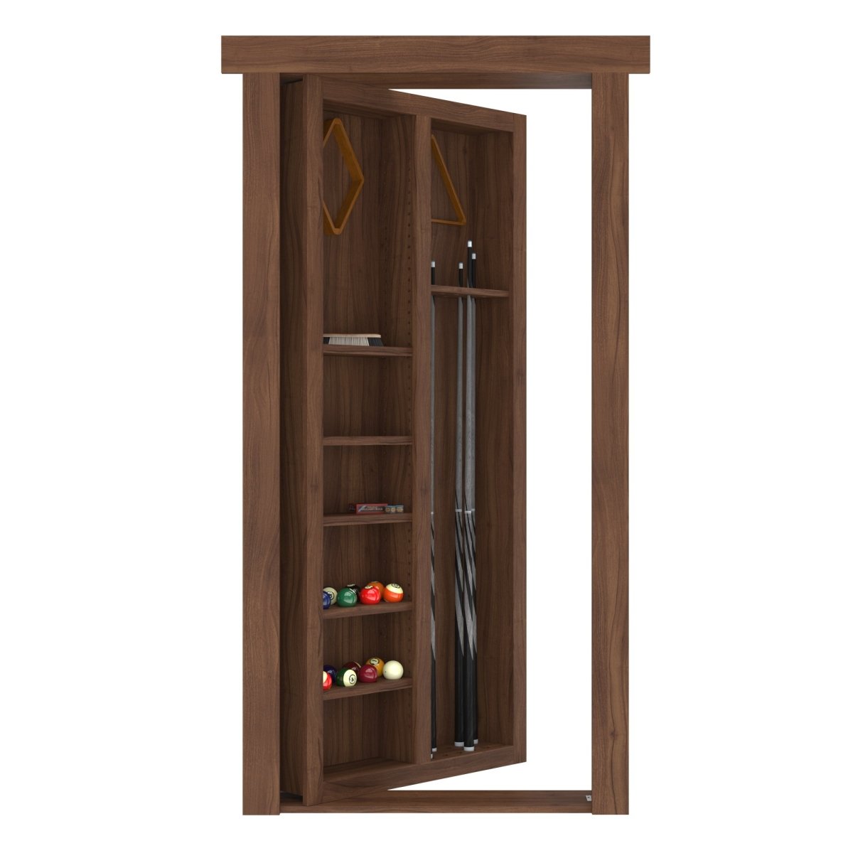 Hidden Flush Mount Walnut Pool Cue Door