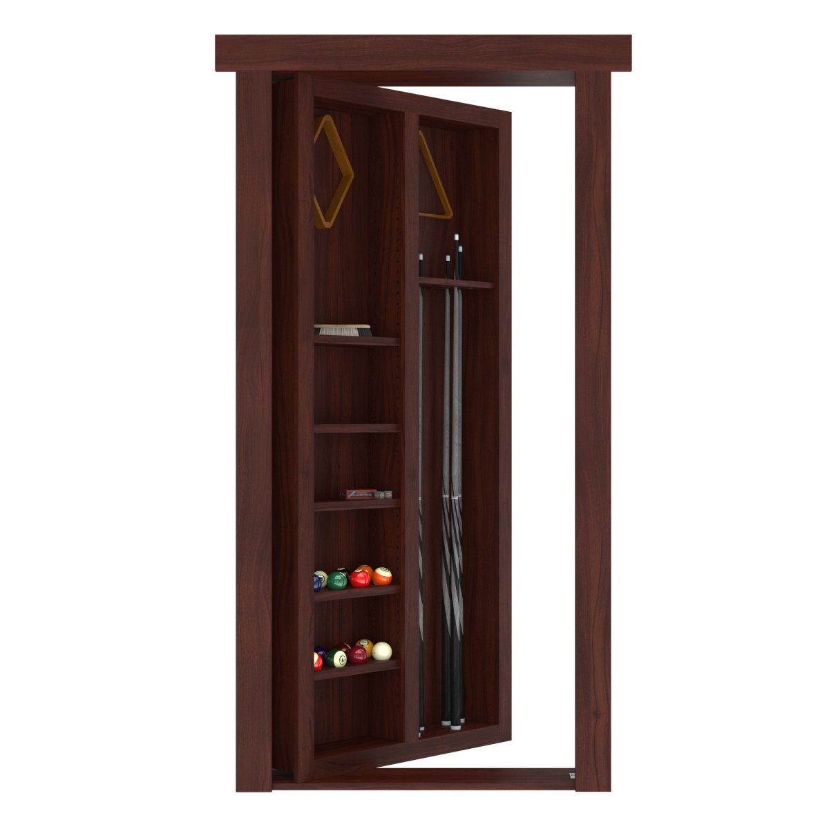 Hidden Flush Mount Walnut Pool Cue Door