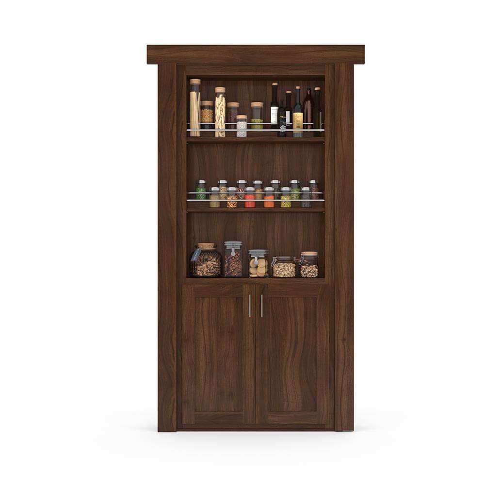 Hidden Flush Mount Walnut Spice Rack Door