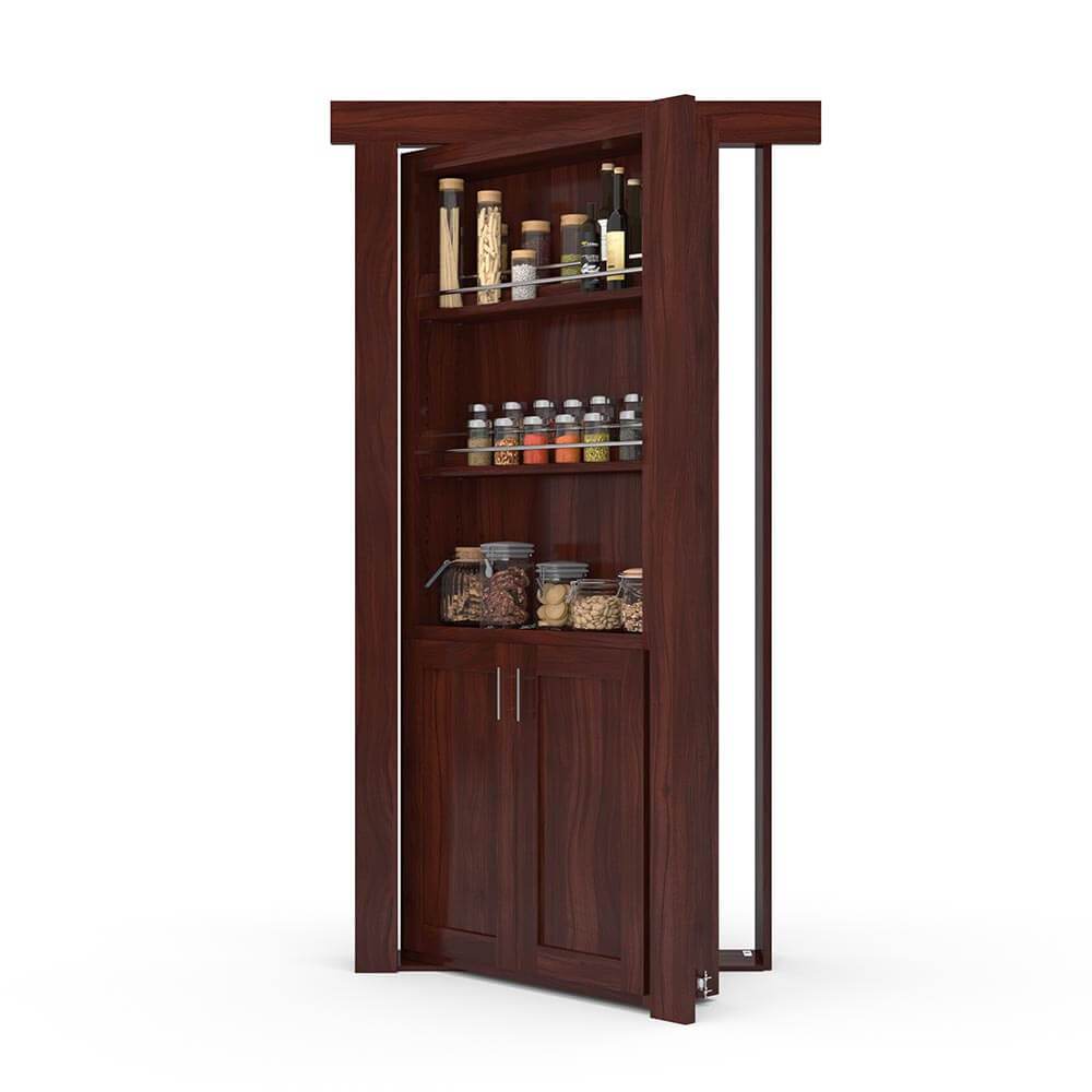 Hidden Flush Mount Walnut Spice Rack Door