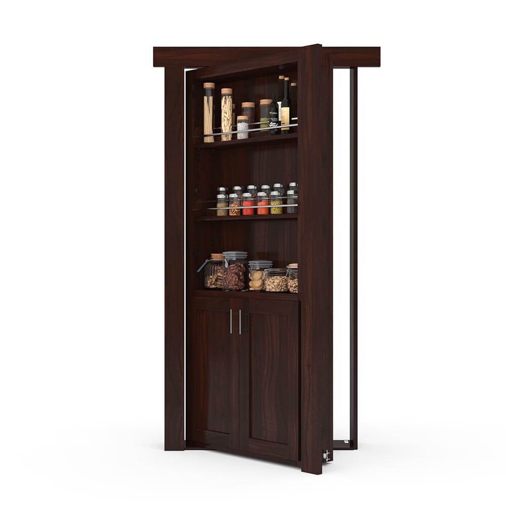 Hidden Flush Mount Walnut Spice Rack Door