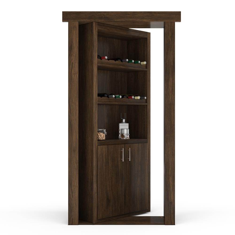 Hidden Flush Mount Walnut Wine Rack Door