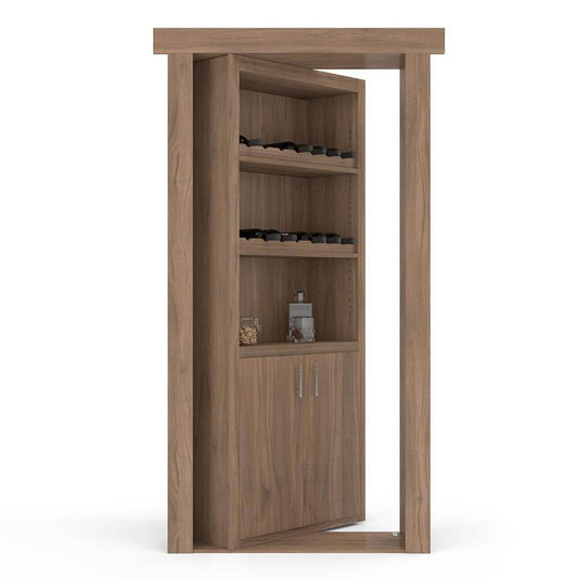 Hidden Flush Mount Walnut Wine Rack Door