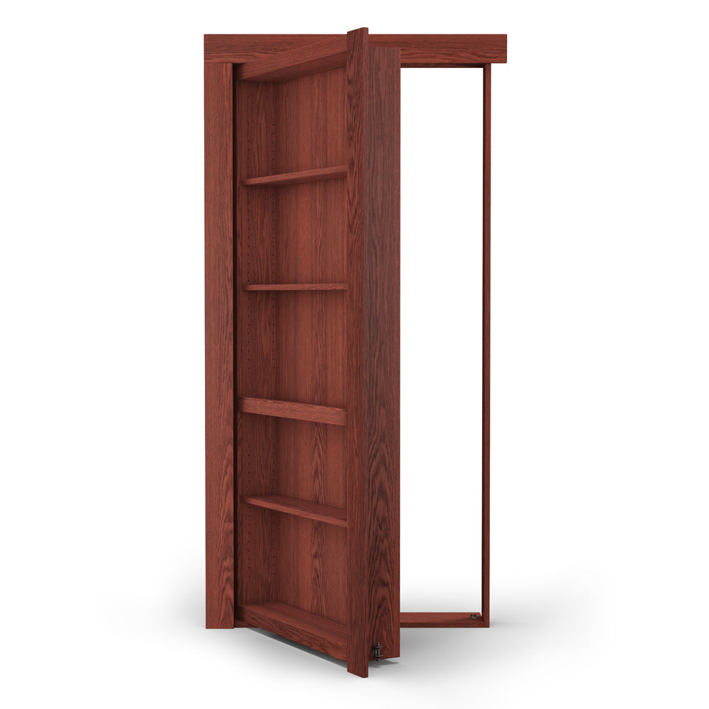Single Flush Mount Oak Hidden Bookcase Door