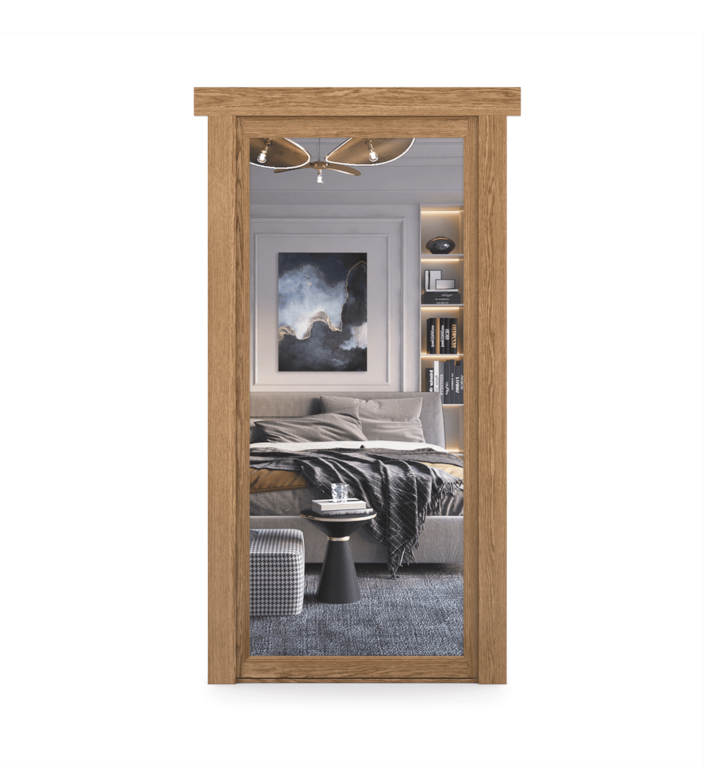 Hidden Oak Mirror Door