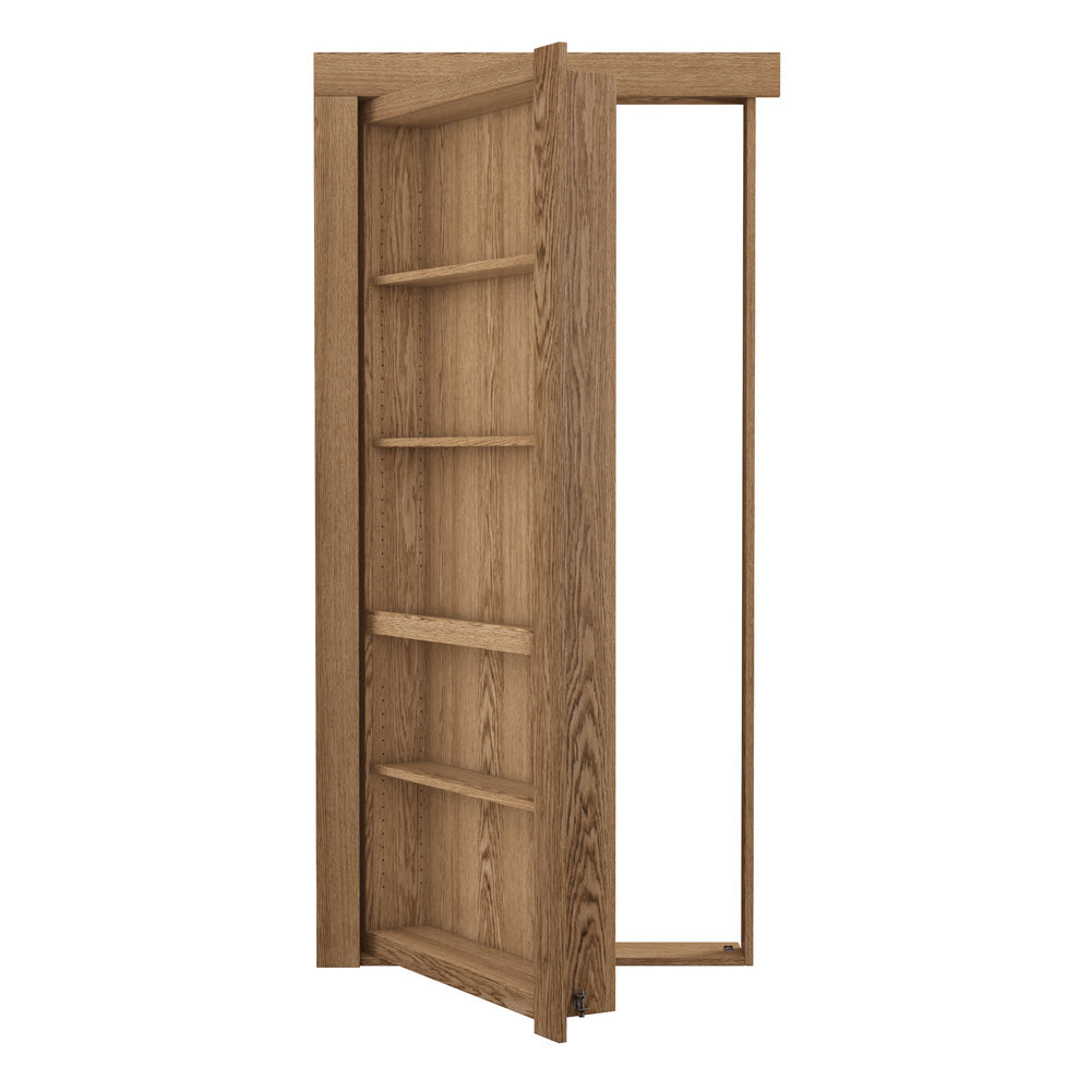 Single Flush Mount Oak Hidden Bookcase Door