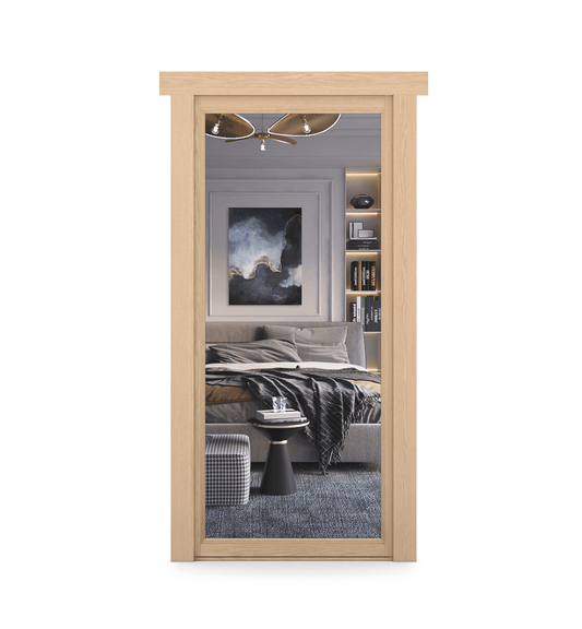 Hidden Oak Mirror Door