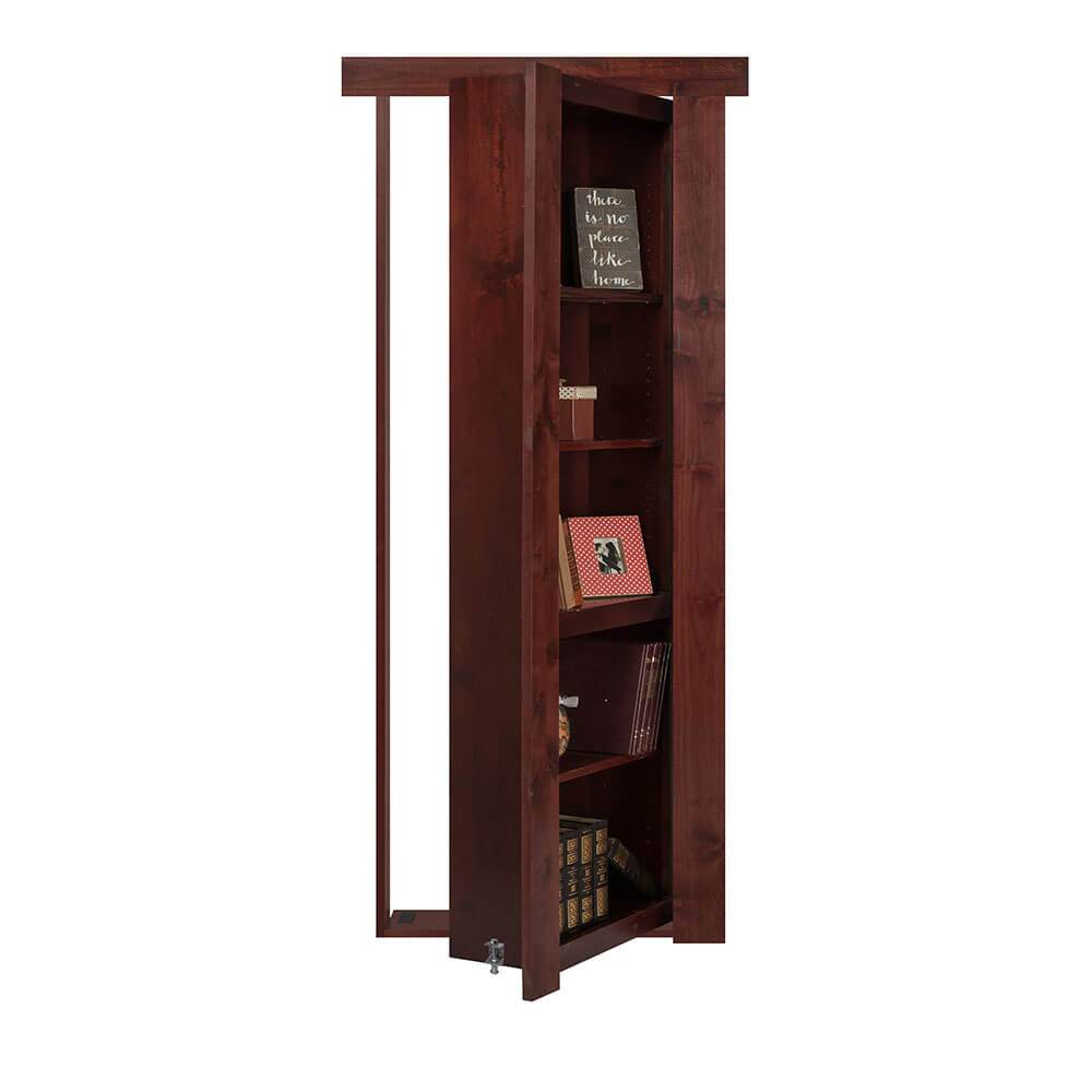 Single Flush Mount Hidden Knotty Alder Bookcase Door